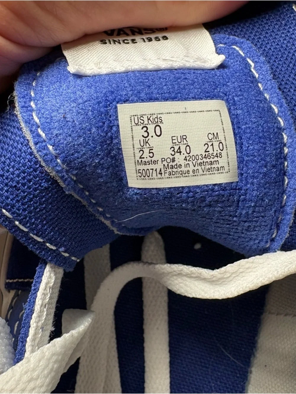 NEW Vans Low Sk8 Skate Shoes Sneakers Blue Cream Kids Youth 3